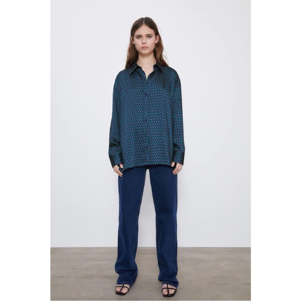 Zara Geometric Print Satin Shirt
